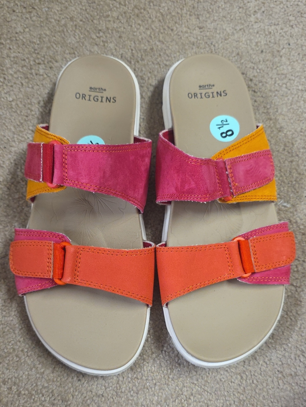 Sz 8.5 Earth Origins Vesper Suede Slides Raspberry Multi